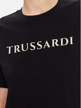 Trussardi T-shirt Lettering Print 56T00565 Crna Regular Fit