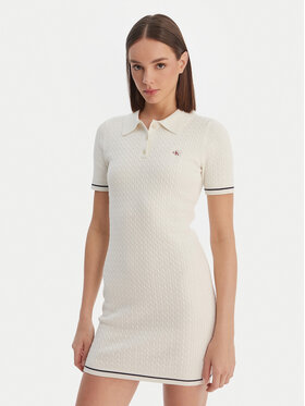 Calvin Klein Calvin Klein Rochie de zi Microcable LV047F323G Bej Slim Fit