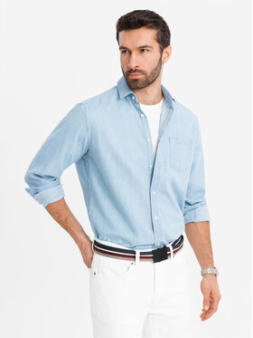 Ombre Ombre Koszula jeansowa OM-SHDS-0181 Niebieski Regular Fit
