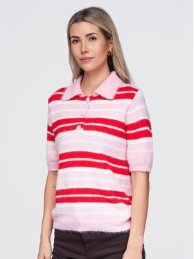 Ombre Ombre Svetr OW-SW-E0031 Růžová Relaxed Fit