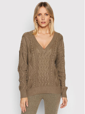 Guess Guess Sveter Slouchy Cable Noemi W1BR50 Z2QA0 Hnedá Regular Fit
