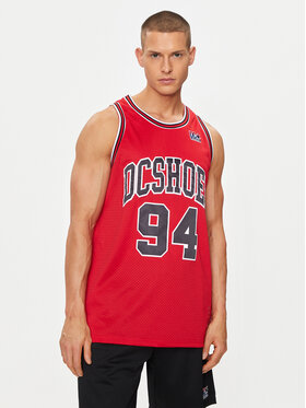 DC DC Tank top marškinėliai Shy Town Jersey ADYKT03230 Raudona Regular Fit