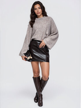 Ombre Ombre Sweter OW-SW-E0063 Beżowy Relaxed Fit