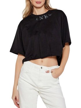 PINKO PINKO T-Shirt Torrone t-shirt jersey logo Czarny Cropped Fit
