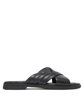 Tommy Hilfiger Tommy Hilfiger Natikače Premium Hilfiger Cc Lth Sandal FM0FM05504 Crna