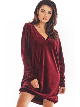 Awama Awama Vestito di maglia A378 Bordeaux Basic Fit