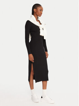Lacoste Lacoste Úpletové šaty EF4175 Čierna Slim Fit