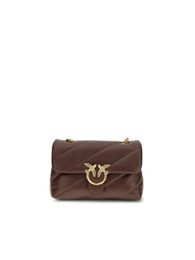 PINKO PINKO Kabelka Brown Calf Leather Bos Taurus Shoulder Hnedá