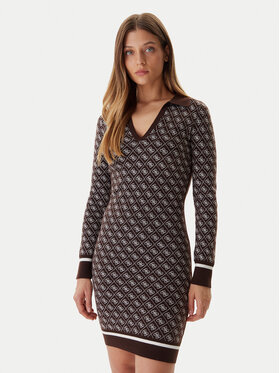 Guess Guess Трикотажна сукня W5BK25 Z3JD2 Коричневий Slim Fit