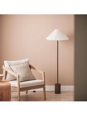 MIAhome MIAhome Lampa podłogowa z drewna z plisowanym kloszem Leonessa Brązowy