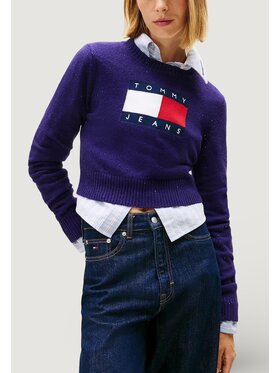 Tommy Jeans Tommy Jeans Πουλόβερ TJW SPARKLE FLAG SWE Μωβ Casual Fit