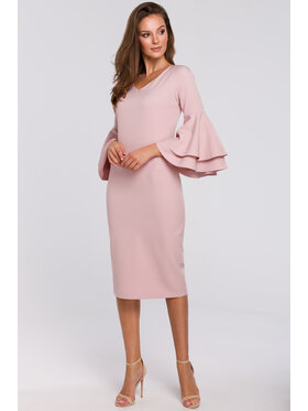 Makover Makover Sukienka elegancka K002 Różowy Regular Fit