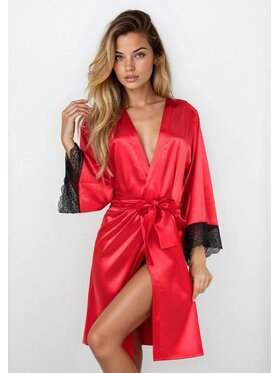DKaren Lingerie DKaren Lingerie Szlafrok Nikola Czerwony Classic Fit