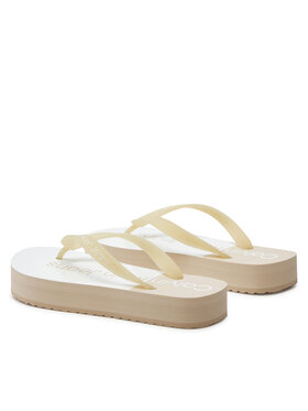 Calvin Klein Jeans Japanke Beach Sandal Flatform Monologo YW0YW01617 Écru