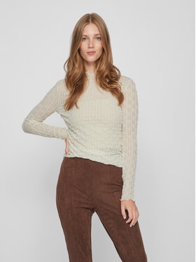 Vila Vila Bluzka 14088387 Beżowy Slim Fit