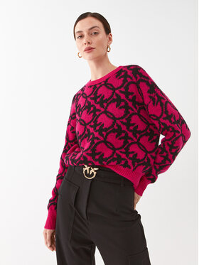 Pinko Pinko Svetr Lepre 101574 A11F Růžová Relaxed Fit