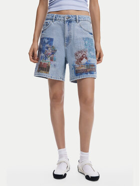 Desigual Desigual Pantaloncini di jeans Inidan 25SWDD24 Blu Straight Fit