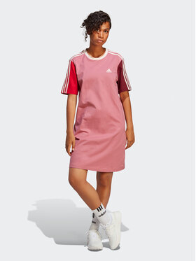 adidas adidas Ikdienas kleita Essentials 3-Stripes Single Jersey Boyfriend Tee Dress IC1461 Rozā Loose Fit