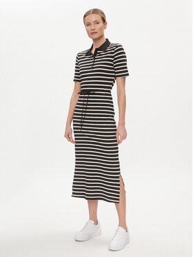 Tommy Hilfiger Tommy Hilfiger Hétköznapi ruha Reg Breton Midi Polo Dress Ss WW0WW42030 Fekete Regular Fit