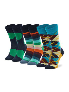 Happy Socks Happy Socks Zestaw 3 par wysokich skarpet unisex XCCS08-7303 Kolorowy