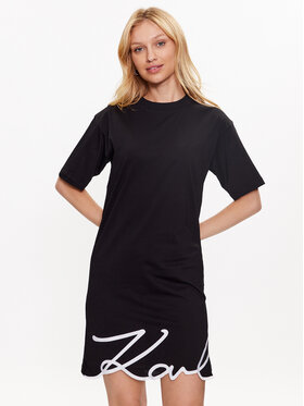 KARL LAGERFELD KARL LAGERFELD Hétköznapi ruha Signature 231W1357 Fekete Relaxed Fit