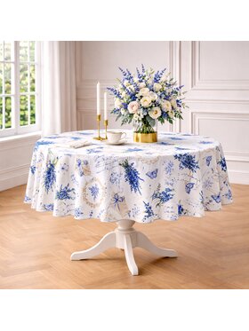 Roseberry Home Roseberry Home Obrus Okrągły bawełniany z motywem lawendy Lavender Czerwony