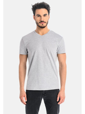 Teyli Teyli T-Shirt męski bawełniany Dany Szary Classic Fit