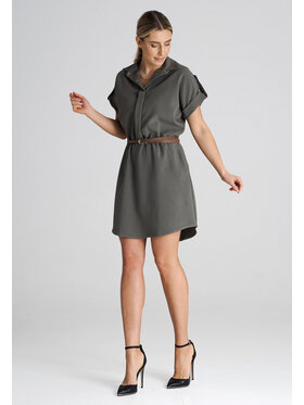 FIGL FIGL Sukienka codzienna M1001 Khaki Regular Fit