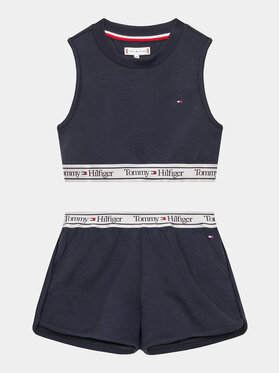 Tommy Hilfiger Tommy Hilfiger Komplet top i spodenki Graphic KG0KG07201 D Granatowy Slim Fit