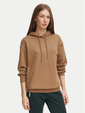 Lacoste Lacoste Džemperis ar kapuci SF7612 Gaiši brūna Oversize