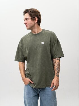 Jigga Wear Jigga Wear T-Shirt Acid wash sprana przetarcia 130524 Zielony Oversize