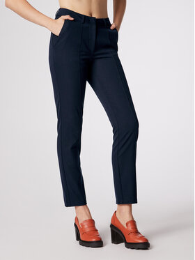 Simple Simple Kalhoty z materiálu SPD506-01 Tmavomodrá Slim Fit