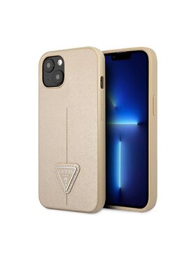 Guess Guess Etui na telefon Saffiano Triangle Logo Case Beżowy