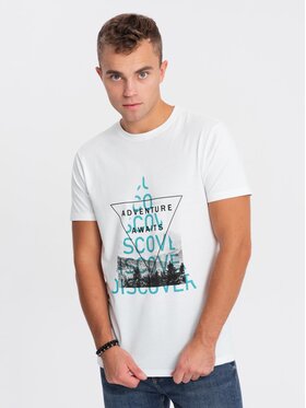 Ombre Ombre T-Shirt OM-TSPT-0165 Bílá Regular Fit