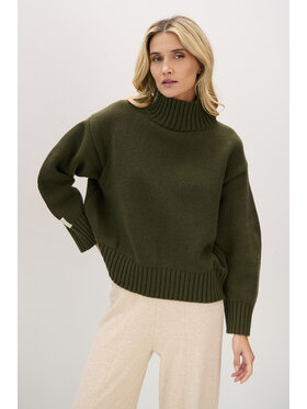 Fobya Fobya Sweter F2090 Zielony Basic Fit