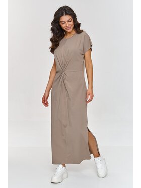 Makadamia Makadamia Sukienka dzianinowa m878 Brązowy Loose Fit