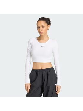 adidas adidas Longsleeve ESSENTIALS RIB CROPPED Biały Fitted Fit