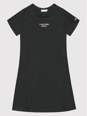 Calvin Klein Jeans Calvin Klein Jeans Ежедневна рокля Stacked Logo Punto IG0IG01414 Черен Slim Fit