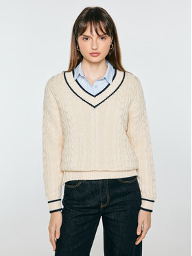BIG STAR BIG STAR Sweter CALIA Kremowy Comfort Fit