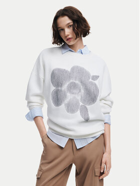 Desigual Desigual Džemperis Flores 24WWSK33 Écru Regular Fit