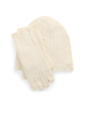 LAUREN RALPH LAUREN LAUREN RALPH LAUREN Sada čepice, šála a rukavice 454960056001 Écru