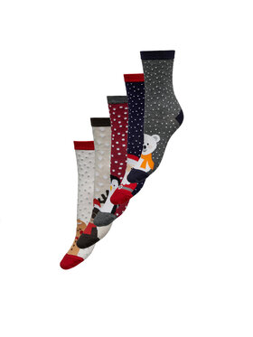 ONLY Carmakoma ONLY Carmakoma Комплект 5 чифта дълги чорапи дамски Christmas 15305905 Цветен