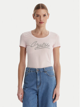 Guess Guess Tričko W6RI24 J1314 Ružová Regular Fit