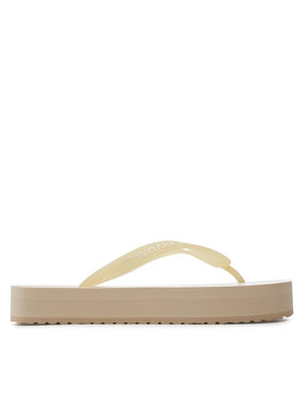 Calvin Klein Jeans Japanke Beach Sandal Flatform Monologo YW0YW01617 Écru