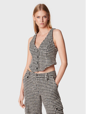 ROTATE ROTATE Kamizelka Sparkly Houndstooth RT1903 Biały Slim Fit