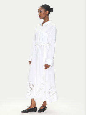Tommy Hilfiger Tommy Hilfiger Rochie tip cămașă WW0WW45939 Alb Loose Fit