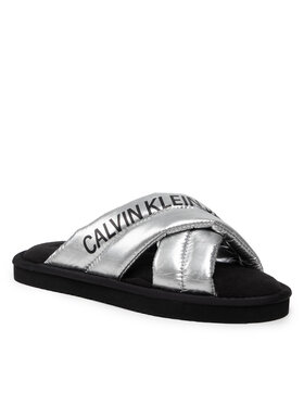 Calvin Klein Jeans Calvin Klein Jeans Bačkory Home Criss Cross Slipper YW0YW00477 Stříbrná
