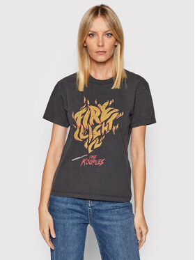 The Kooples The Kooples T-shirt Rock Screen Print FTSC24012K Siva Regular Fit