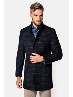 Lancerto Lancerto Płaszcz wełniany Mauricio Granatowy Regular Fit