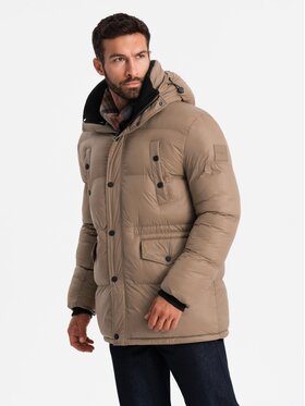 Ombre Ombre Kurtka zimowa OM-JALJ-0186 Brązowy Regular Fit